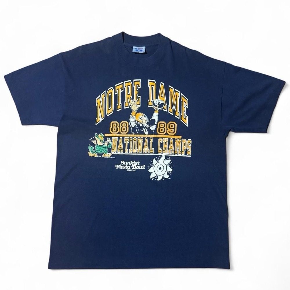 Vintage 80s Notre Dame National Champs Fiesta Bowl NCAA Football Sports T-shirt